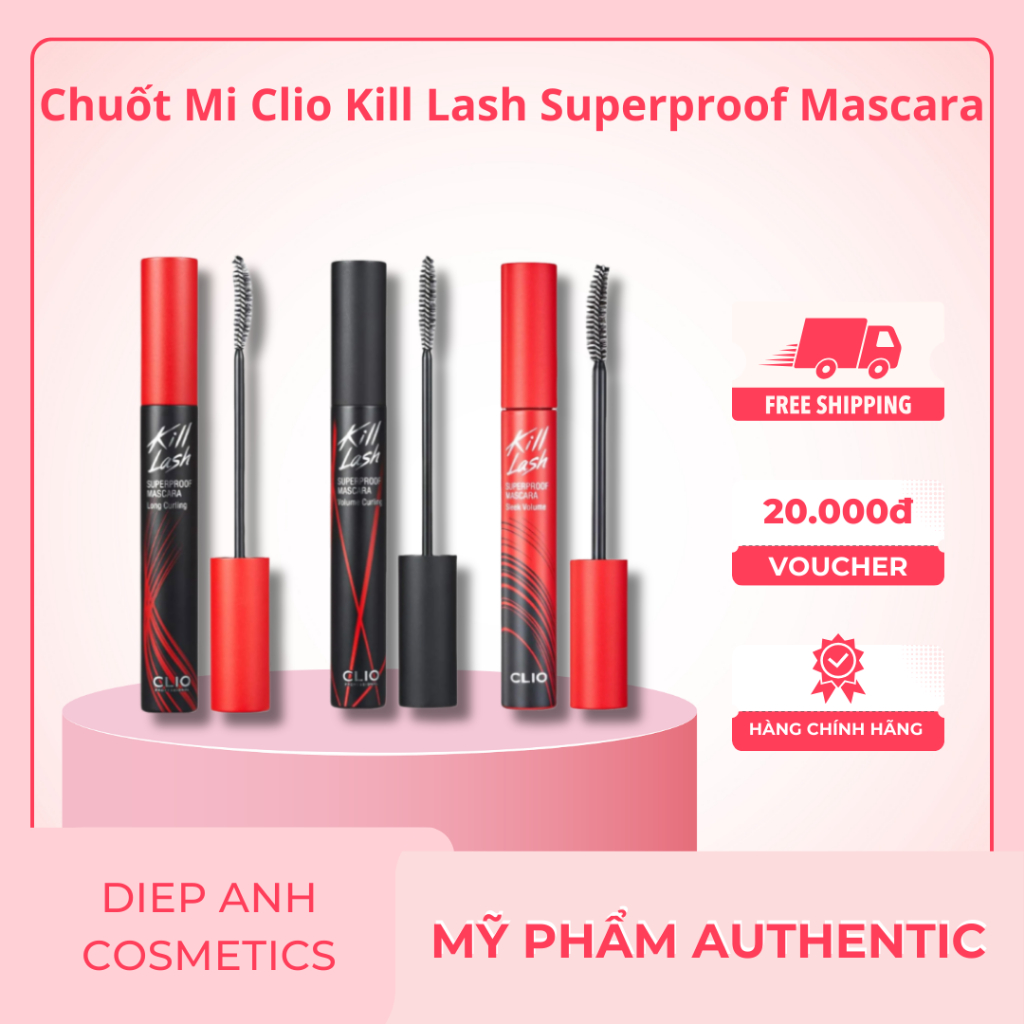 Mascara CLIO Kill Lash Superproof Mascara Cong Vút 24h Không Lem Không Vón | Chuốt Mi CLIO Long Curl
