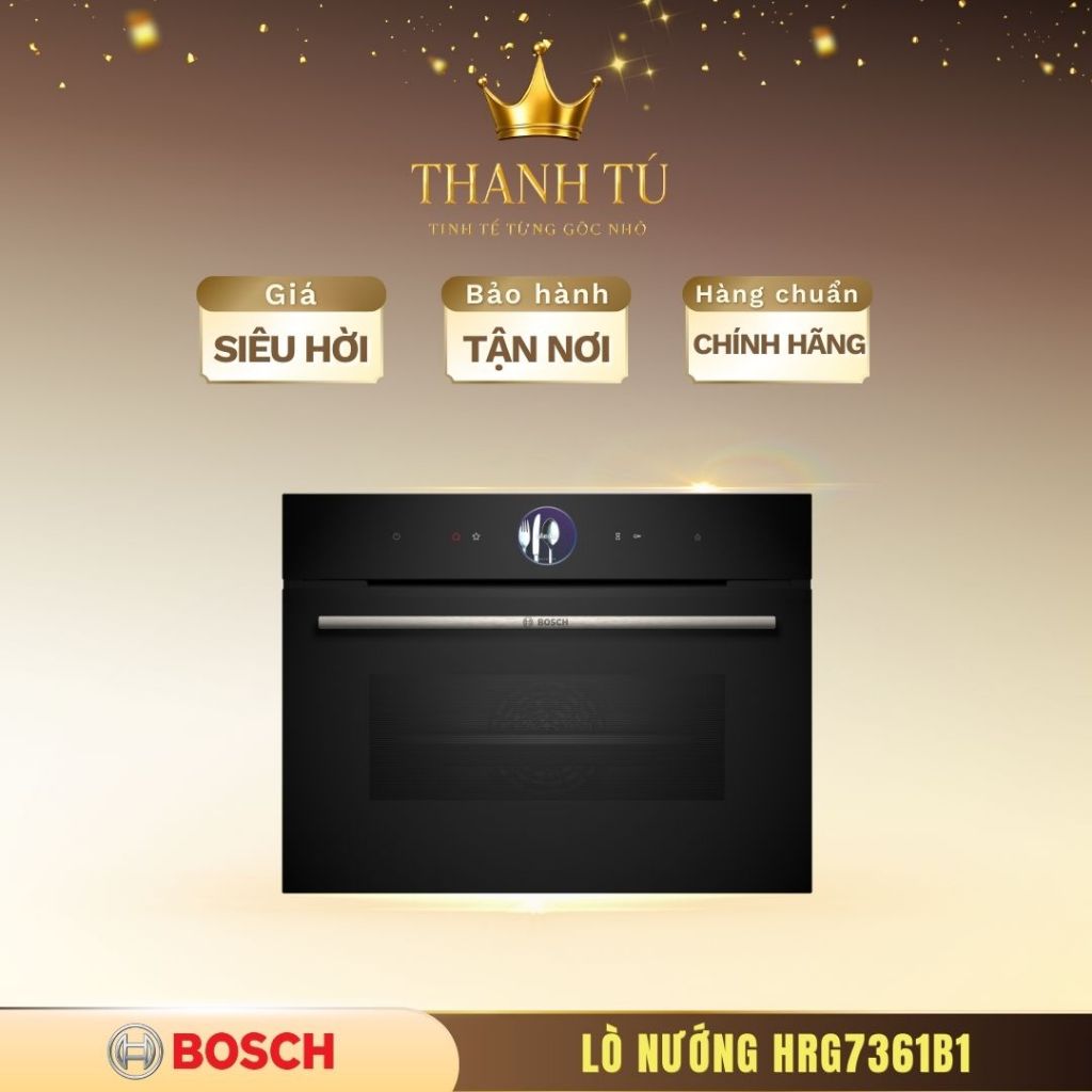 Lò Nướng Tích Hợp Hơi Nước Âm Tủ Bosch HRG7361B1 Series 8 – 71 Lít, SteamAssist & Air Fry