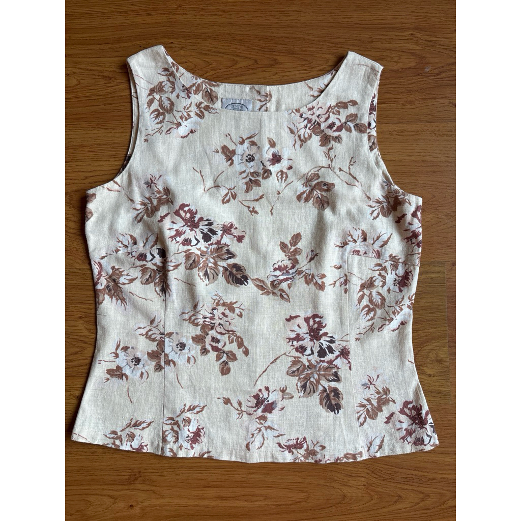 Áo linen hoạ tiết 2hand hiệu LAURA ASHLEY size M