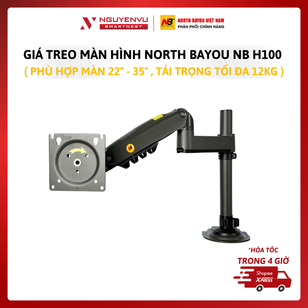 [CHÍNH HÃNG] Giá treo màn hình North Bayou NB H100 - Arm phù hợp 22 - 30 Inch, Tải trọng 2 - 12 kg |