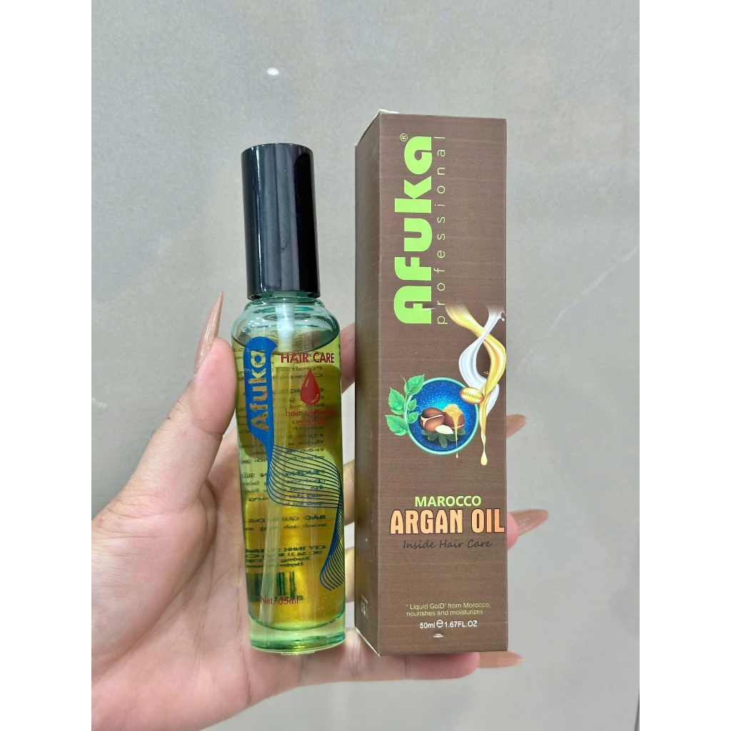 Tinh dầu dưỡng tóc Afuka MAROCCO ARGAN OIL 65ML hộp xám dưỡng bóng, mềm mượt giảm khô xơ. cho tóc.