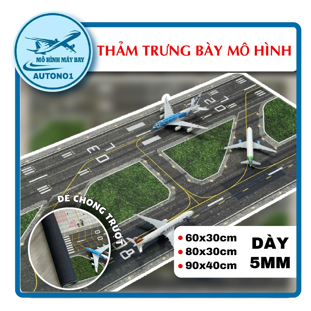 Phụ kiện thảm sa bàn chống trượt mô phỏng bãi đáp, đường băng lớn nhiều kích thước 3mm cho mô hình m