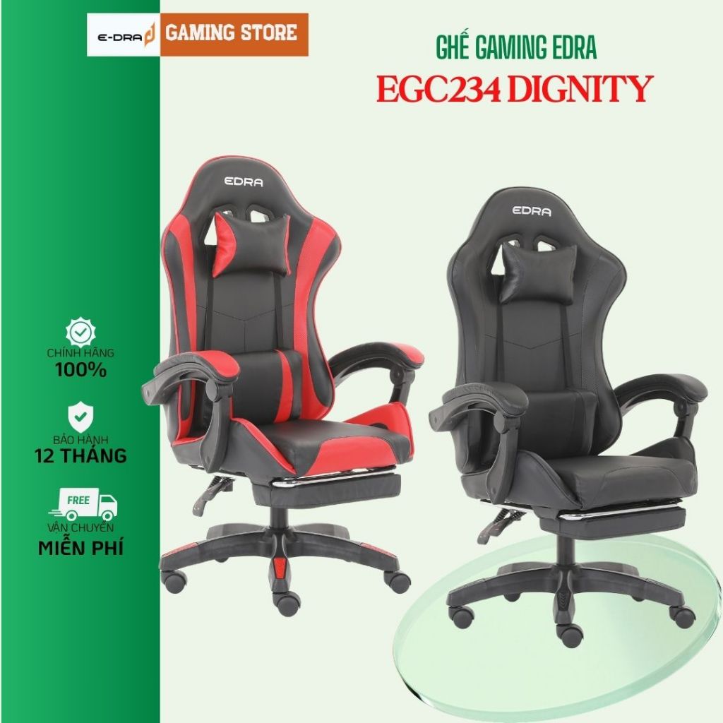 Ghế Gaming EDRA DIGNITY EGC234 Có kê chân Đệm Mút Chất Da Cao Cấp chịu tải 100kg Hàng Chính Hãng