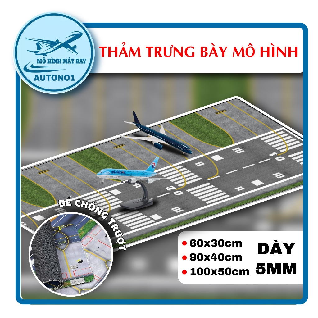 Phụ kiện thảm sa bàn chống trượt mô phỏng bãi đáp, đường băng lớn nhiều kích thước cho mô hình máy b
