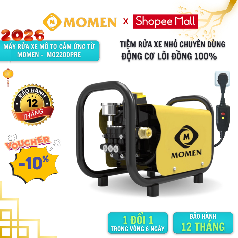 Máy Rửa Xe Lõi Toàn Đồng MO2200pre, Có Núm Chỉnh Áp, Máy Xịt Rửa Xe Bán Công Nghiệp, Tiệm Rửa Xe Nhỏ