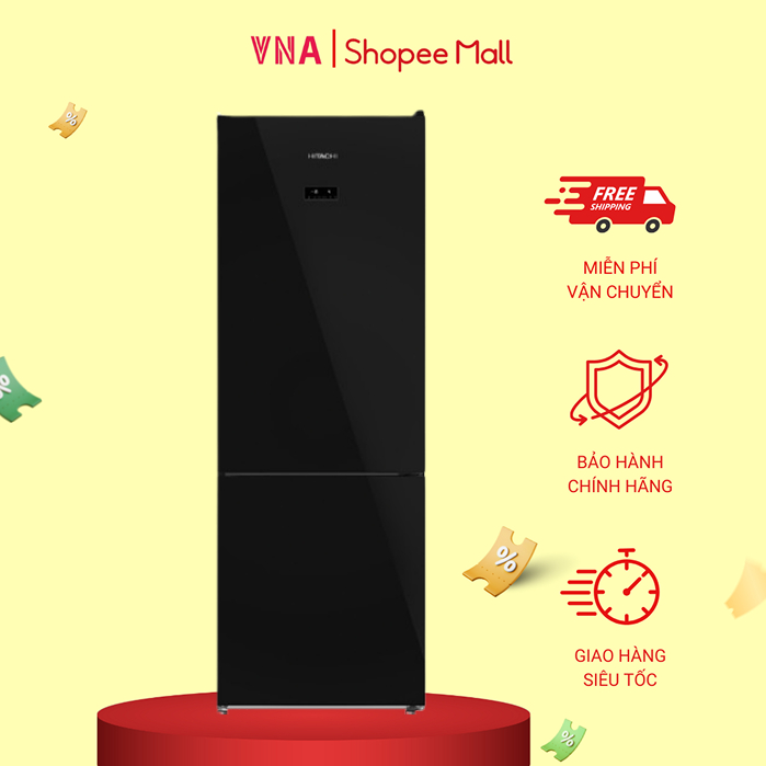 GIAO HỎA TỐC - Tủ lạnh Hitachi Inverter 323 lít HRBN6340DGBKVN - Ngăn đá dưới - Miễn phí giao lắp