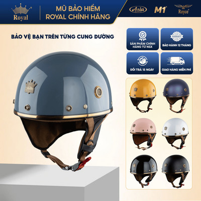 Mũ bảo hiểm nửa đầu Royal M379 kèm lưỡi trai và đệm cổ cáo cấp - NSX chính hãng - Nam nữ đi xe máy