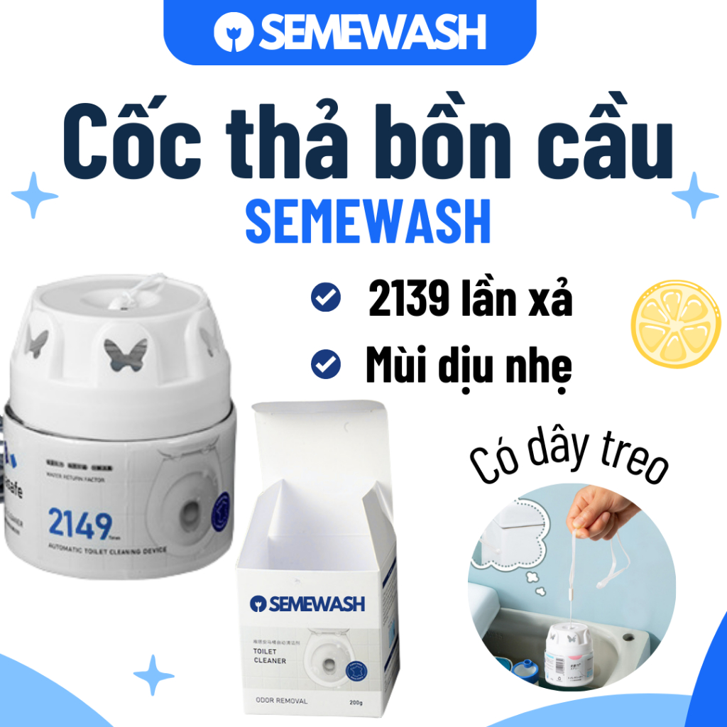 Lọ Thả Bồn Cầu Semewash Cốc Viên Cục Khử Mùi Làm Sạch Toilet Hương Chanh Dịu Nhẹ