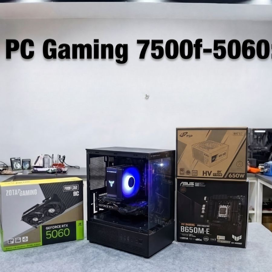 Bộ Máy Tính PC Gaming AMD Ryzen 5 7500F - VGA RTX 5060 8GB | Chơi Game, Livesream, Đồ Họa | RAM 16GB