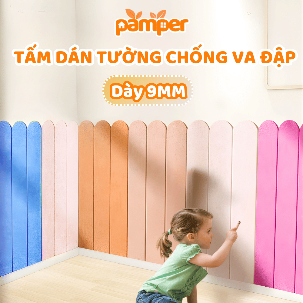 [CHÍNH HÃNG] Tấm Nỉ Dán Tường Chống Va Đập Cho Bé Dày 9MM PAMPER, Decal Tường Chống Thấm, Chống Bẩn