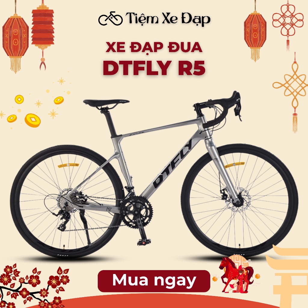 Xe Đạp Đua DTFLY R5 và R5-A V2, Phiên Bản Nâng Cấp Group SENSAH IGNITE HUB/May-ơ Cối Nổ ARC