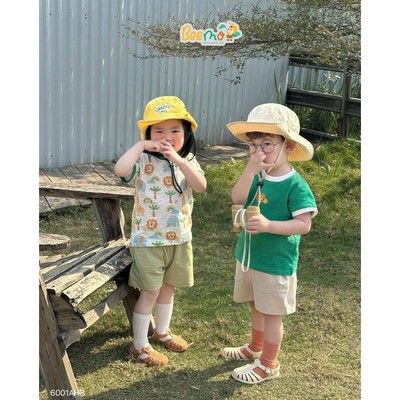 Combo 2 áo thun cộc tay Beemo phối viền in hình dễ thương vải cotton xược cho bé trai mặc mùa hè từ 9-24kg 6001AHB