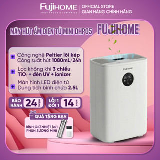 Máy hút ẩm lọc không khí mini Fujihome DHP05 1080ml/ngày, lọc không khí Ion khử khuẩn UV phòng tủ quần áo, tủ giày, sách