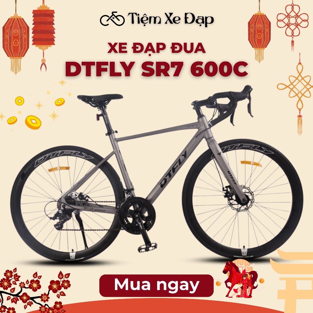 Xe Đạp Đua DTFLY SR7 600c, Phiên Bản Nâng Cấp Bộ Đề SENSAH REFLEX 16 Tốc Độ, Líp Vặn ATA Cối Nổ