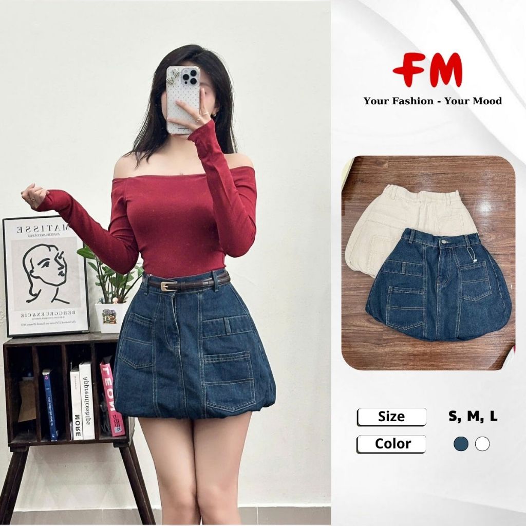 Chân Váy Dáng Bí Jean Chữ A Nữ FMSTYLE Lưng Thun Sau Mang Hách V3 Dễ Phối Đồ Xinh 25112053