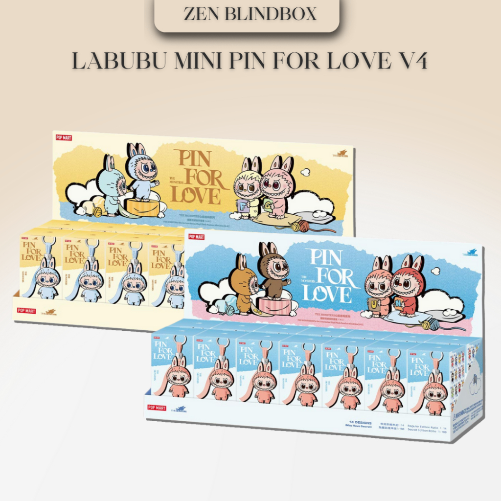 [CHÍNH HÃNG] Full Set LABUBU V4 Mini Pin For Love Pop Mart Bộ Móc Khóa Gấu Bông LABUBU Ver 4