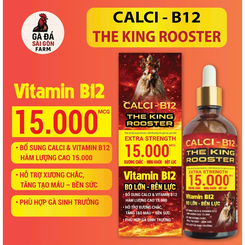 Vitamin B12-15000 Hỗ Trợ Gà chọi
