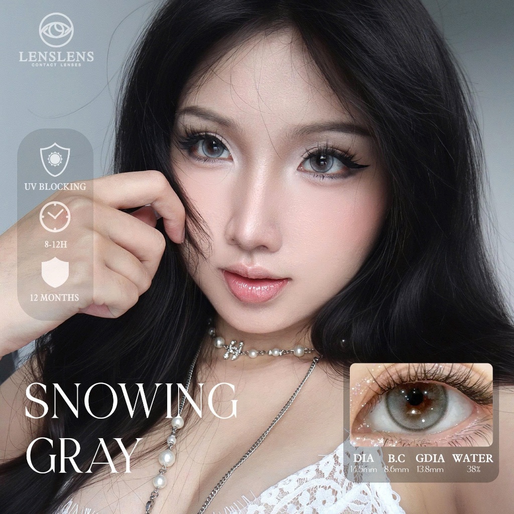 Lens Mắt Kính Áp Tròng Xám Viền Mỏng Snowing Gray 14.5mm_T4-A10