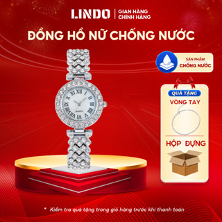 [TẶNG LẮC TAY] Đồng hồ nữ đính đá dây kim loại thời trang CINLA NTD25 mặt tròn cao cấp chính hãng, chống nước 3ATM