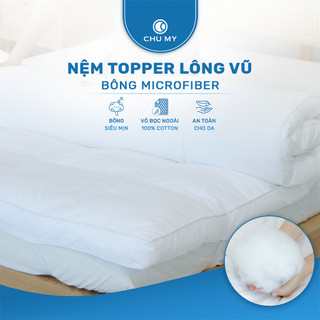 Topper Nệm Microfiber CHU MY - Đệm Topper Làm Mềm Nệm, Vách 7cm, Độ Phồng Khoảng 10cm, Cotton T233