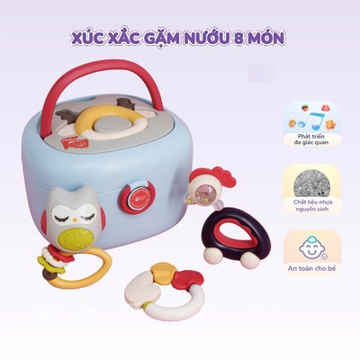 Xúc xắc cho bé gặm nướu an toàn cao cấp 8 món an toàn có hộp đựng RoyalCare S8