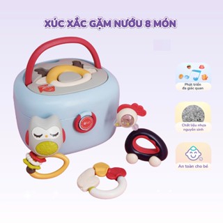 Xúc xắc cho bé gặm nướu an toàn cao cấp 8 món an toàn có hộp đựng RoyalCare S8
