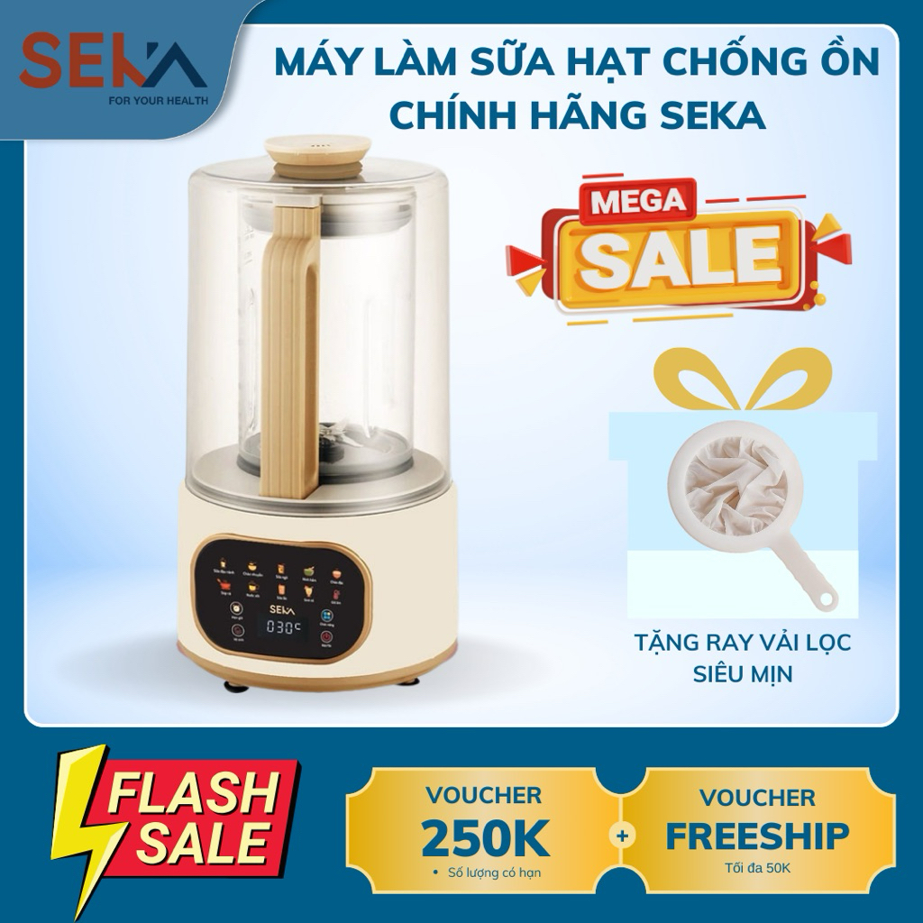 [Chính Hãng] Máy Xay Nấu Làm Sữa Hạt Chống Ồn Đa Chức Năng Seka, Dung Tích 1,5L - BH 2 Năm