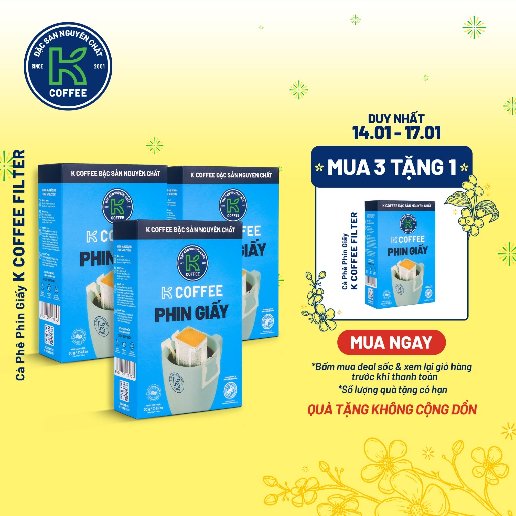 Cà Phê Phin Giấy K Coffee Filter 70G Mix Arabica & Robusta - Thương hiệu K Coffee
