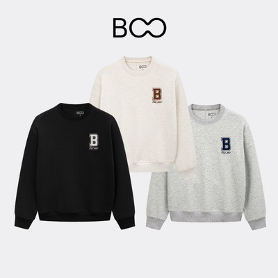 Áo Nỉ Không Mũ BOO Sweater Form Overfit Thêu Logo BOO Basic Cá Tính, Chất Liệu Dày Dặn Ấm Áp