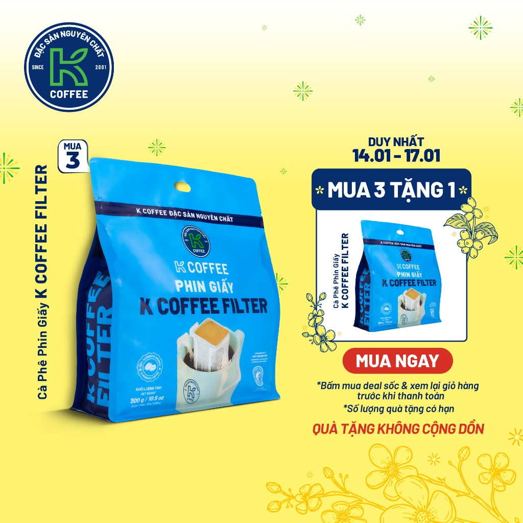 Cà Phê Phin Giấy K Coffee Filter 300G - Thương hiệu K Coffee