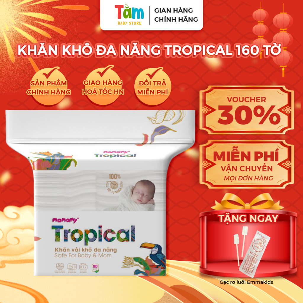 Khăn Khô Đa Năng Tropical Mamamy Tiệt Trùng UV, Mềm Mịn, An Toàn Cho Bé – Tằm Baby
