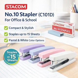 Bấm kim số 10, bấm được 15 trang, tặng kèm 1 hộp kim 10 | stacom c101d