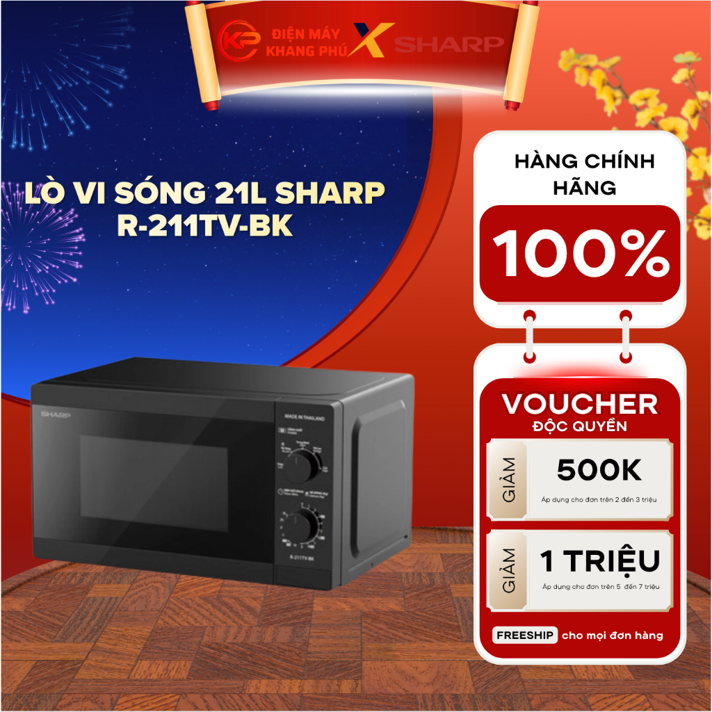 Lò vi sóng 21L Sharp R-211TV-BK