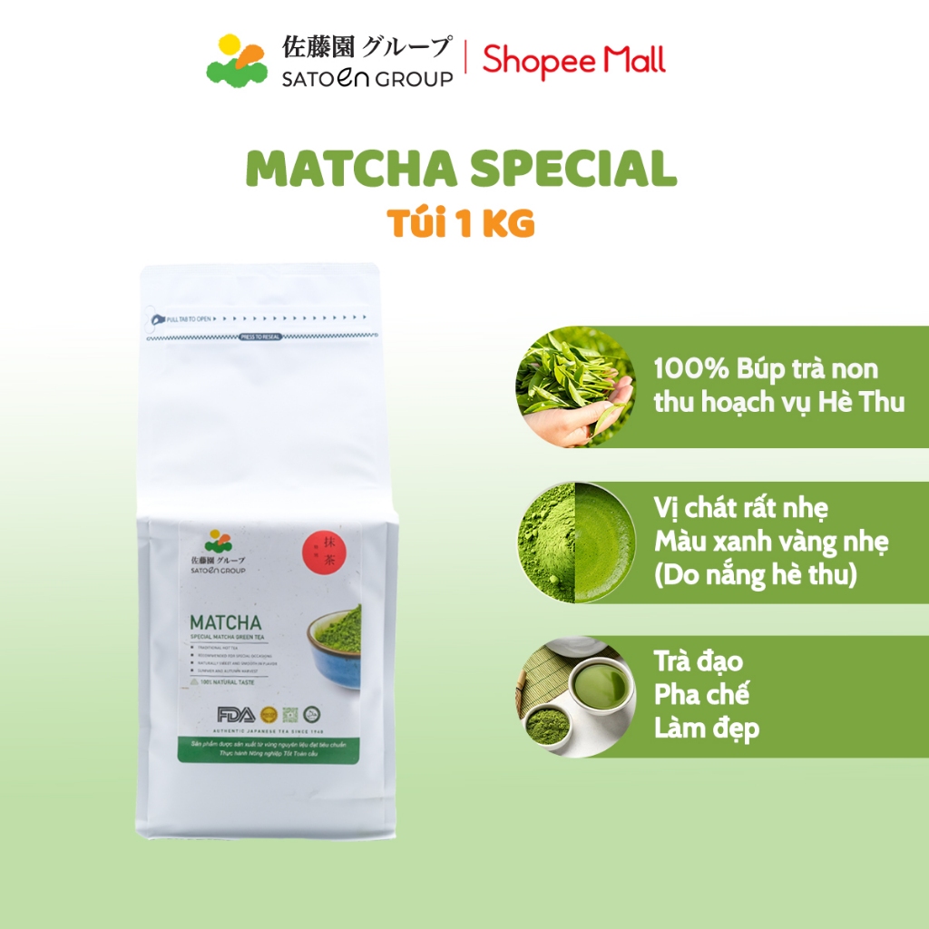 Bột Trà Xanh Matcha Special Satoen 1KG - Trà Xanh Matcha Vụ Hè Thu Satoen 1KG