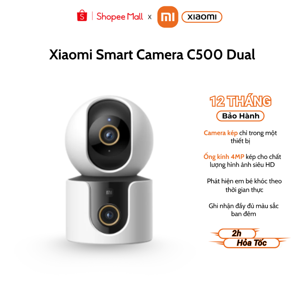 Camera an ninh Smart Xiaomi C500 Dual EU camera kép ống kính 4MP - Bảo Hành 12 Tháng