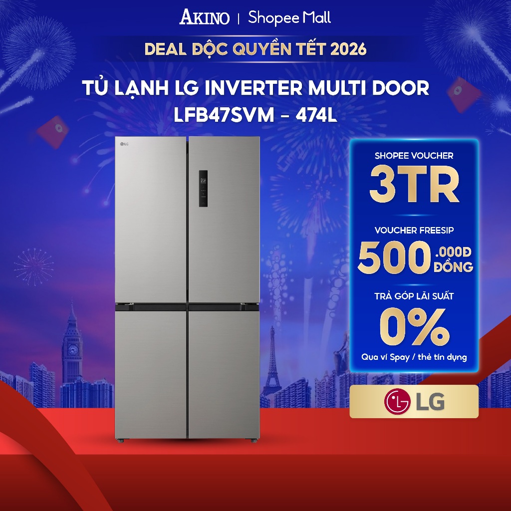 Tủ lạnh LG Inverter Multi Door 474 lít LFB47SVM - Bảo hành chính hãng