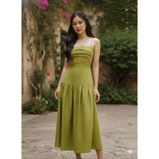 [HỎA TỐC HCM] Đầm maxi 2 dây xếp ly tôn eo dáng xòe