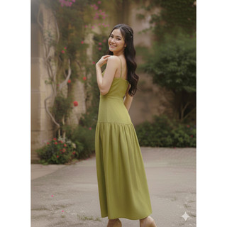 [HỎA TỐC HCM] Đầm maxi 2 dây xếp ly tôn eo dáng xòe