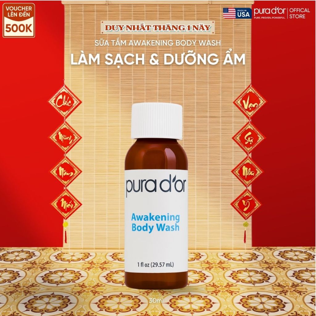Sữa Tắm Pura D'or Awakening Body Wash Giúp Làm Sạch & Dưỡng Ẩm 30ml