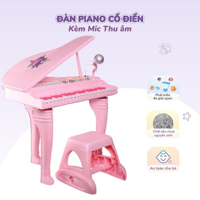 Đàn Piano Cổ Điển Kèm Mic Thu âm - Winfun 2045 Cho Bé 3 Tuổi Trở Lên
