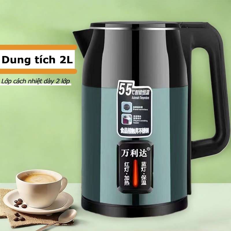 ONR-Ấm Đun Nước Điện 2L, Chống Bỏng Hai Lớp, Tự Động Ngắt, Nhanh Chóng Đun Sôi Nước