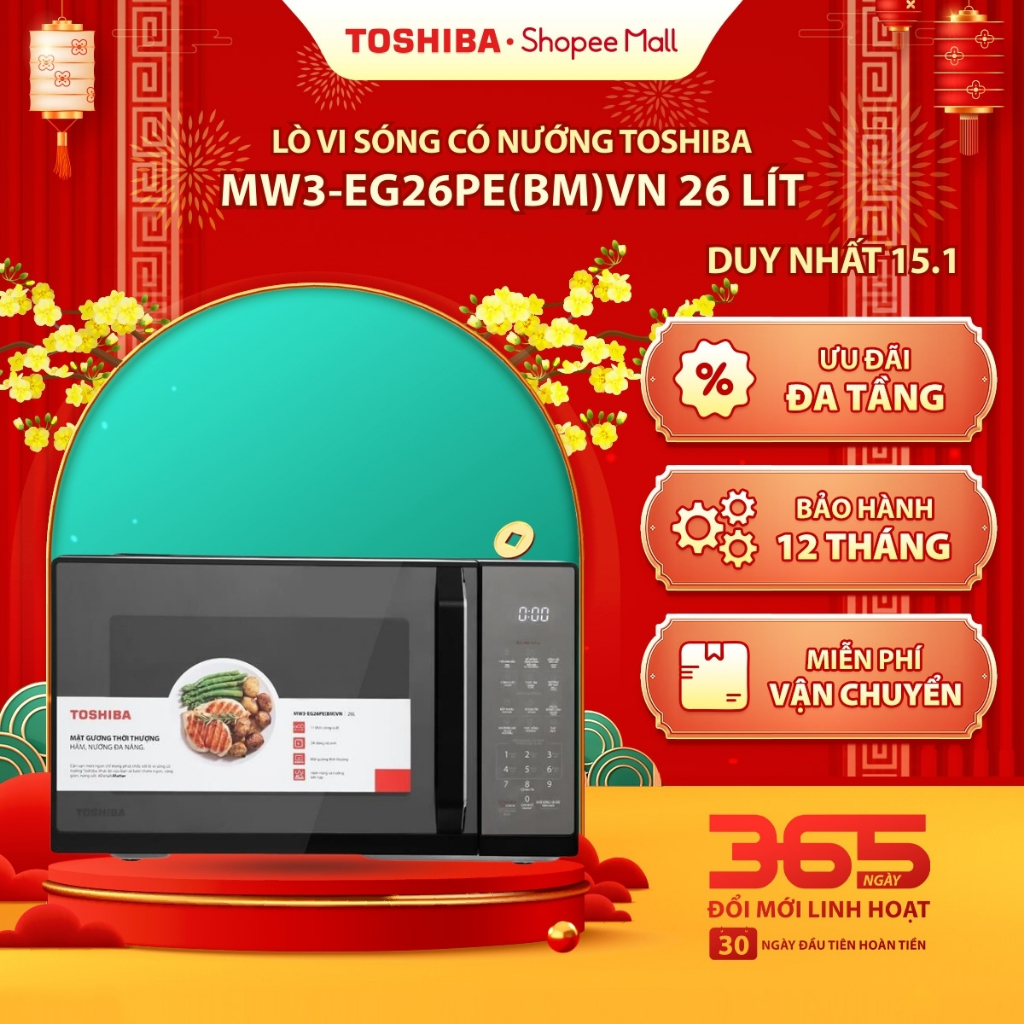 Lò vi sóng có nướng mặt gương Toshiba MW3-EG26PE(BM)VN 26 lít |HỎA TỐC 2H HCM|