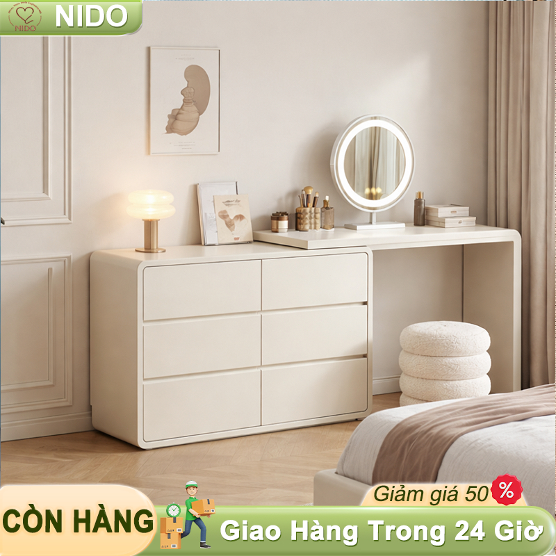 Nido Bàn Trang Điểm Đẹp Xoay 180 Thông Minh Có 6 Ngăn Kéo Để Đồ Gỗ Mdf Phủ Melamin Chống Xước | BigBuy360 - bigbuy360.vn