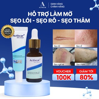 Combo Kem và Serum Hỗ trợ mờ sẹo lồi, sẹo rỗ, sẹo lõm, sẹo thâm, sẹo phẫu thuật, sẹo tai nạn Actiscar lâu năm