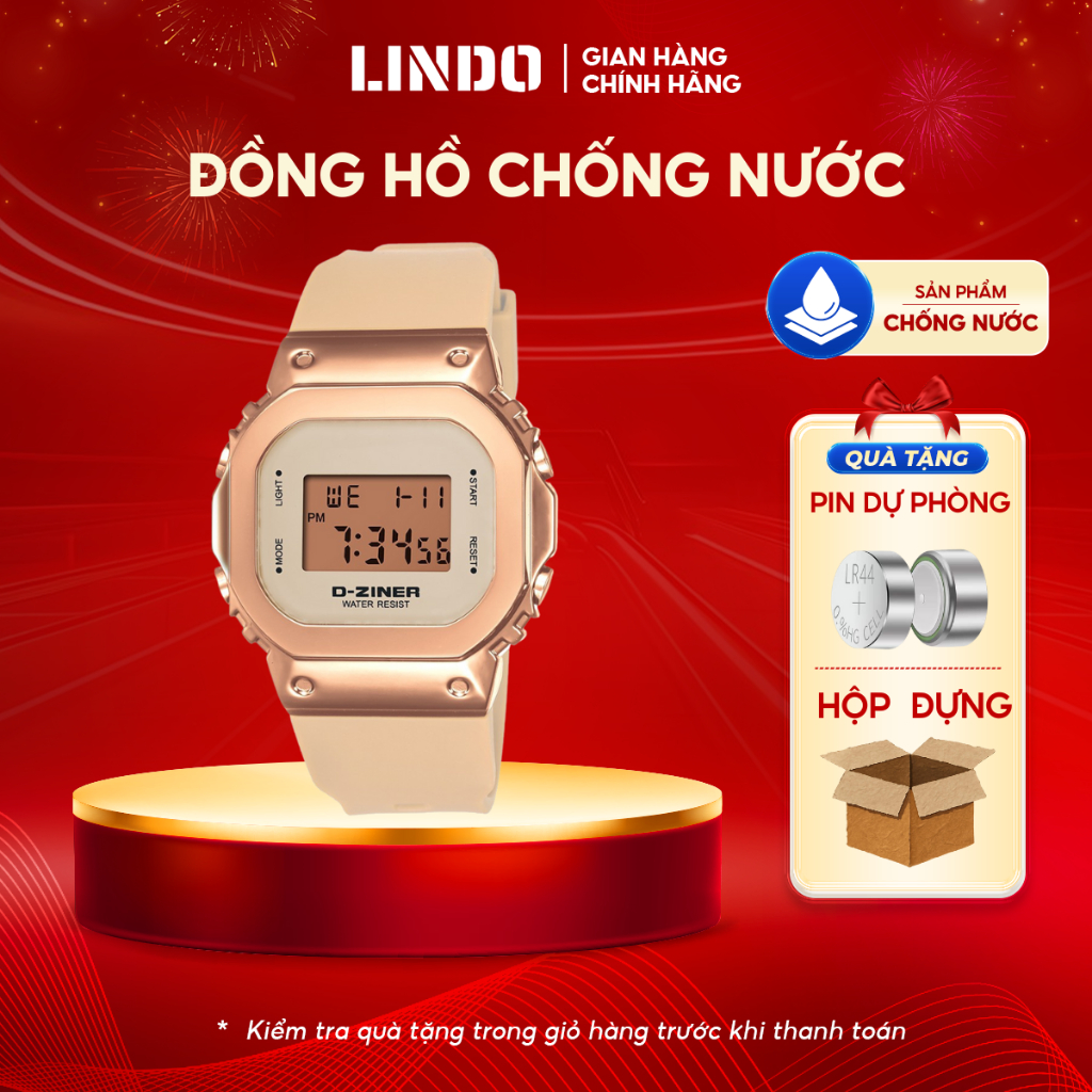 Đồng hồ nữ D-ZINER DZ8300BE chính hãng điện tử thể thao cao cấp chống nước 30M kèm hộp