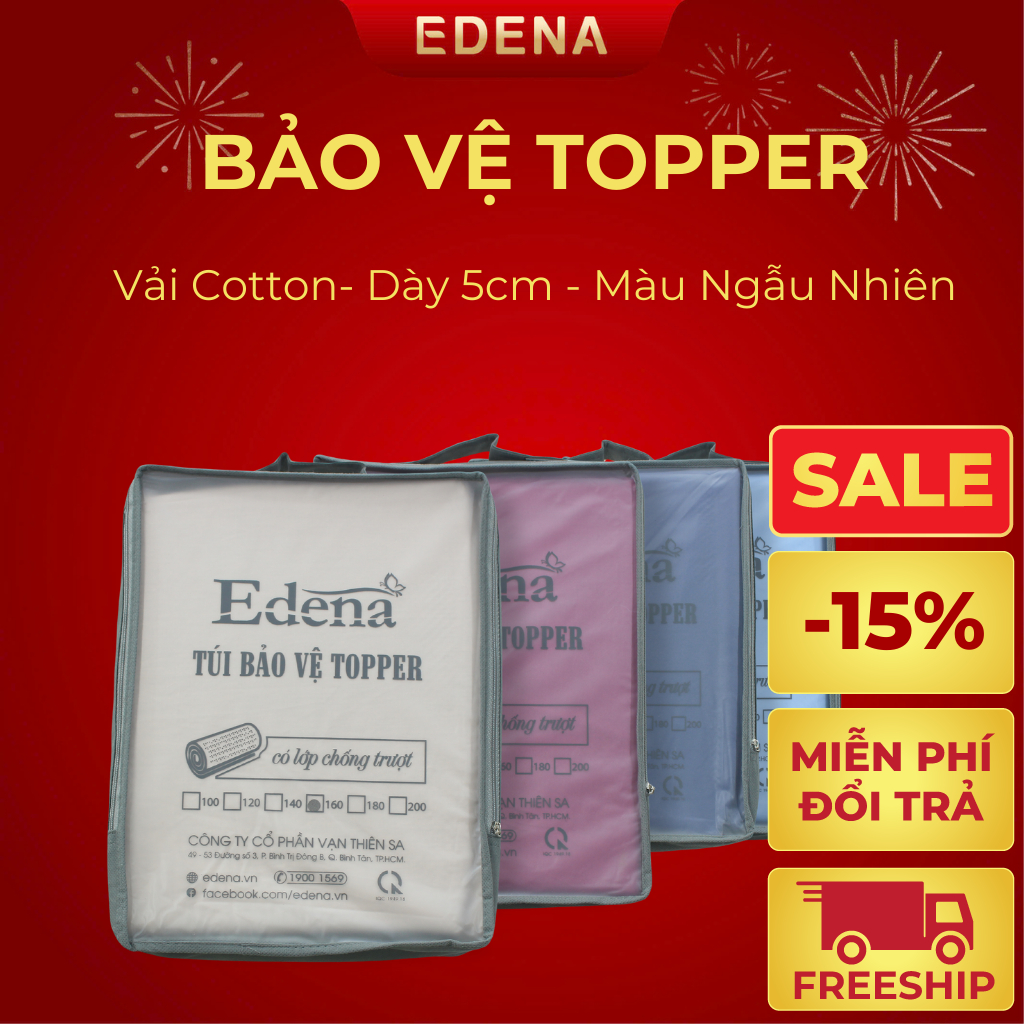 BẢO VỆ TOPPER EDENA COTTON CÓ DÂY KÉO VÀ LỚP CHỐNG TRƯỢT