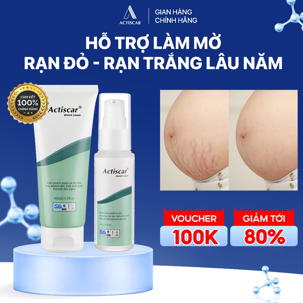 Kem Rạn Và Serum Rạn Da Hỗ Trợ Mờ Rạn Da Sau Sinh,Rạn Do Tăng Cân, Mờ Rạn Đỏ, Rạn Trắng Lâu Năm Acti
