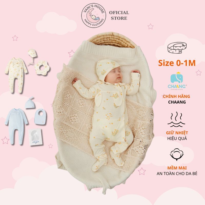 Body cúc chéo cho bé sơ sinh bé trai bé gái kèm mũ yếm BOSS2026D01