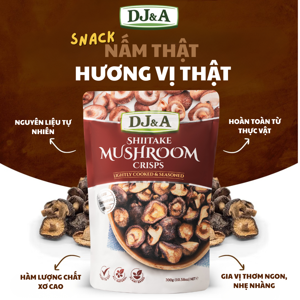Snack Nấm hương sấy giòn DJ&A Shiitake Mushroom 300g - Ăn vặt, eat clean, ăn kiêng, healthy snack
