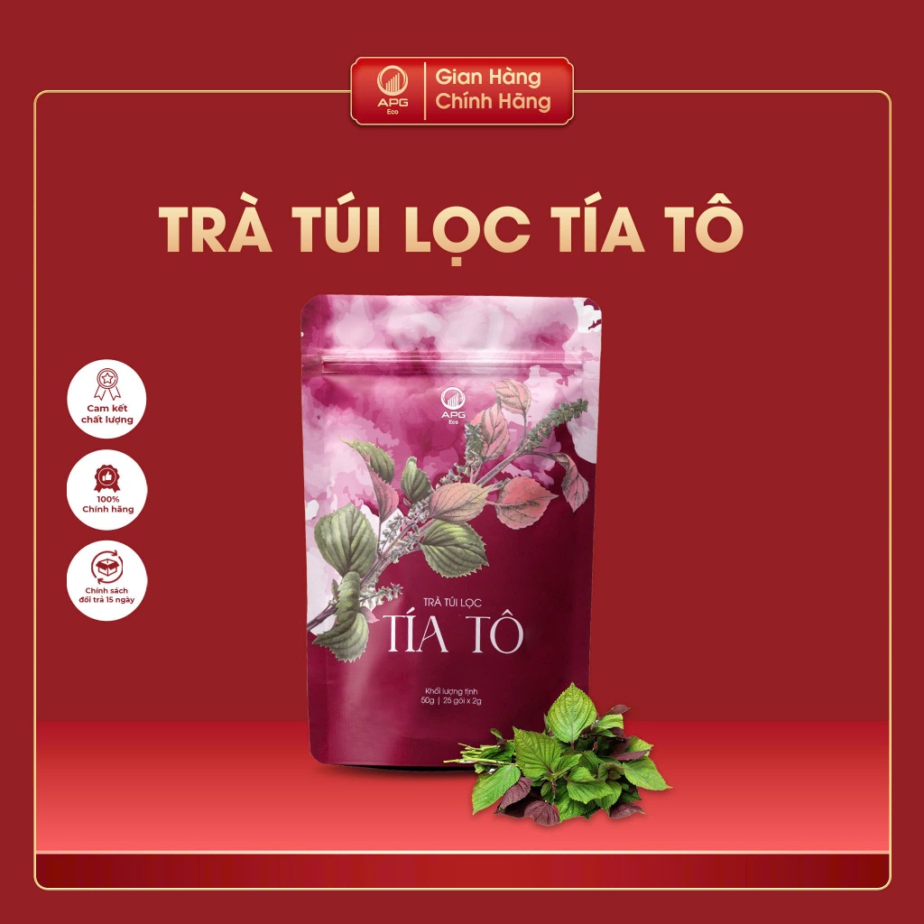 Trà Túi Lọc Tía Tô APG ECO hỗ trợ cho người bệnh gout, làm đẹp da, quy cách túi 25 gói x 2g